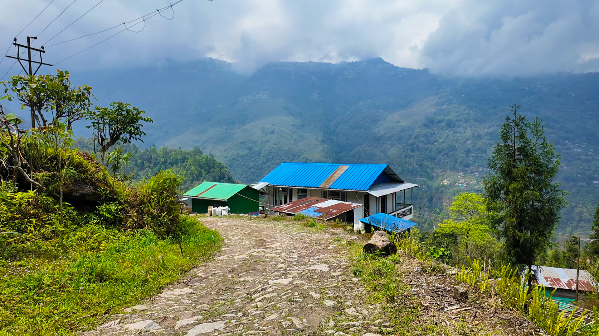 Himalayan mountain view from a BTC Homestay